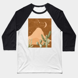 Watercolor Desert Landscape Night Baseball T-Shirt